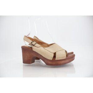 BOC by Born Women's Gracy Size 11 Cream Slingback Sandals Faux Leather Wooden